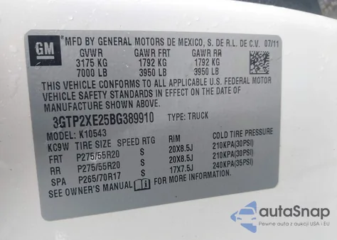 2011 GMC Sierra 1500 Denali from USA, damaged, VIN 3GTP2XE25BG389910